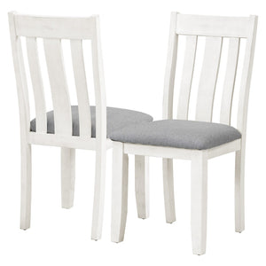 English Elm Trexm Farmhouse Extendable Dining Set Seats Eight Linen Chairs Distressed Wood ST000045AAE