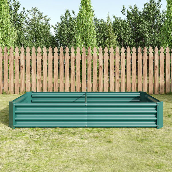 English Elm Raised Garden Bed Outdoor 72"x36"x12" Corrugated Metal Planter with Open Base for Healthy Growth and Drainage Green W84091003