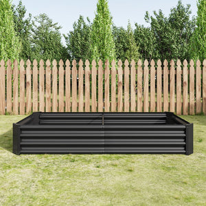 English Elm Raised Garden Bed Outdoor 72"x36"x12" Corrugated Metal Planter with Open Base for Healthy Growth and Drainage Black W84091002
