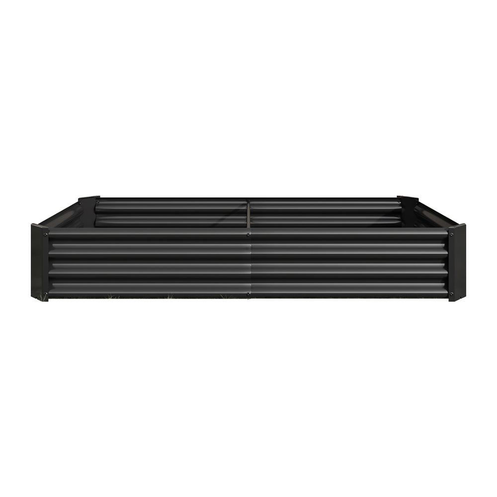 English Elm Raised Garden Bed Outdoor 72"x36"x12" Corrugated Metal Planter with Open Base for Healthy Growth and Drainage Black W84091002