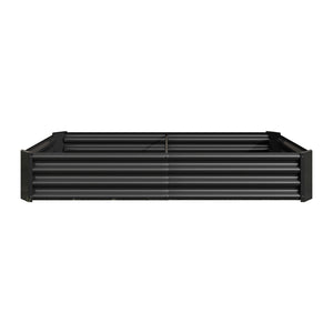 English Elm Raised Garden Bed Outdoor 72"x36"x12" Corrugated Metal Planter with Open Base for Healthy Growth and Drainage Black W84091002