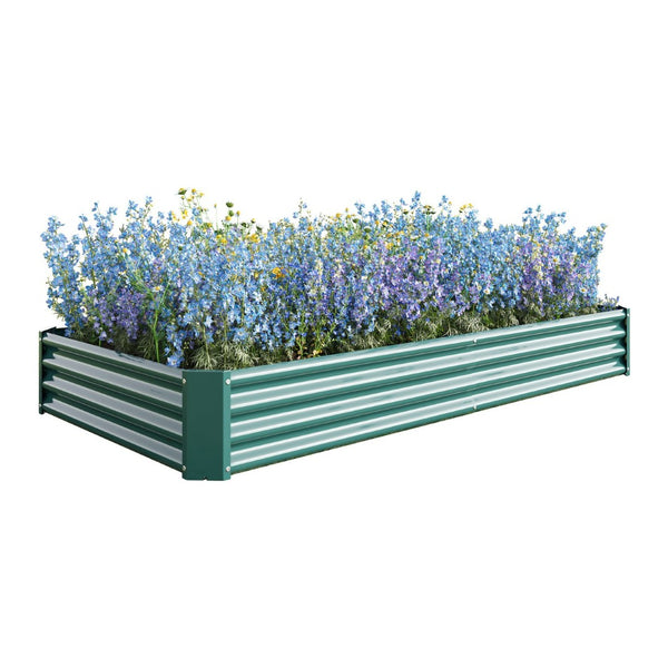English Elm 2pcs Galvanized Steel Rectangular Raised Garden Beds Rust Proof Outdoor Planting Set W840P478542