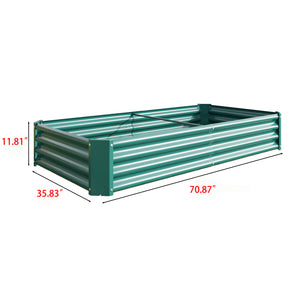 English Elm Raised Garden Bed Outdoor 72"x36"x12" Corrugated Metal Planter with Open Base for Healthy Growth and Drainage Green W84091003