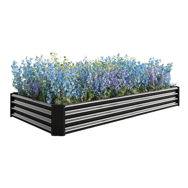 English Elm 2pcs Galvanized Steel Rectangular Raised Garden Beds Rust Resistant Outdoor Planter Set W840P478540
