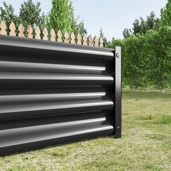 English Elm Raised Garden Bed Outdoor 72"x36"x12" Corrugated Metal Planter with Open Base for Healthy Growth and Drainage Black W84091002