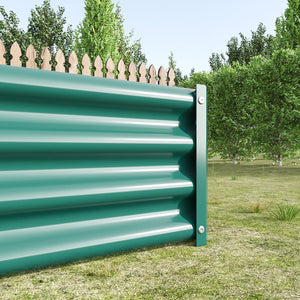 English Elm Raised Garden Bed Outdoor 72"x36"x12" Corrugated Metal Planter with Open Base for Healthy Growth and Drainage Green W84091003