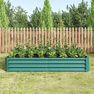 English Elm Raised Garden Bed Outdoor 72"x36"x12" Corrugated Metal Planter with Open Base for Healthy Growth and Drainage Green W84091003