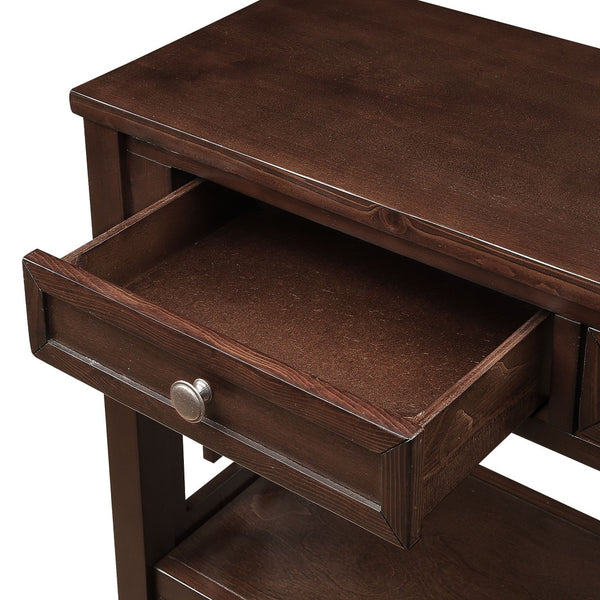 English Elm 36'' Pine Wood Farmhouse Console Table with Four Drawers and Open Shelf for Entryway W120290510