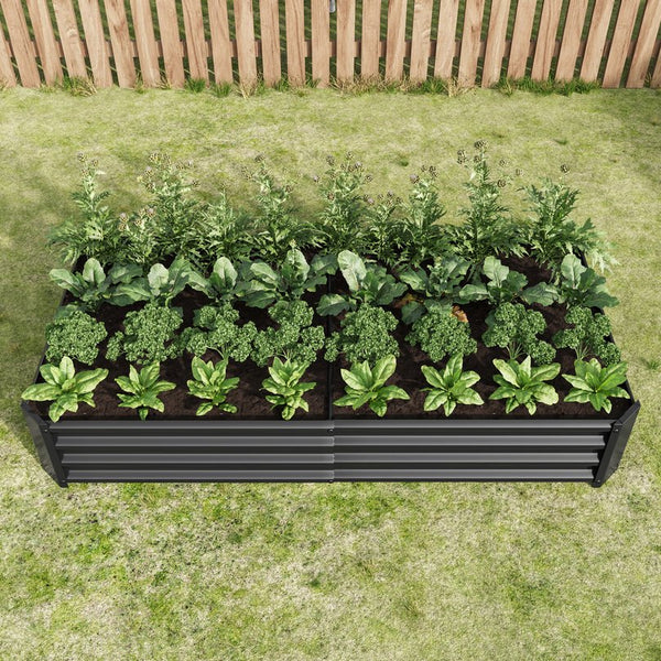 English Elm Raised Garden Bed Outdoor 72"x36"x12" Corrugated Metal Planter with Open Base for Healthy Growth and Drainage Black W84091002