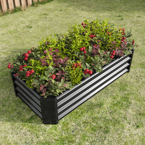 English Elm Metal Raised Garden Bed 4x2x1ft - Galvanized Anti-Rust Planter Box with Open Bottom, Easy Assemble W84090999