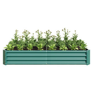English Elm Raised Garden Bed Outdoor 72"x36"x12" Corrugated Metal Planter with Open Base for Healthy Growth and Drainage Green W84091003