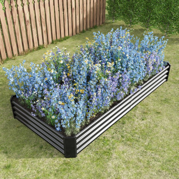 English Elm 2pcs Galvanized Steel Rectangular Raised Garden Beds Rust Resistant Outdoor Planter Set W840P478540