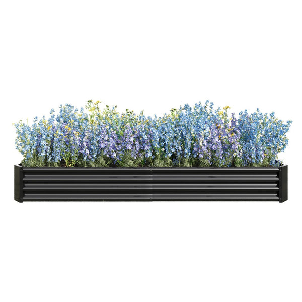English Elm 2pcs Galvanized Steel Rectangular Raised Garden Beds Rust Resistant Outdoor Planter Set W840P478540