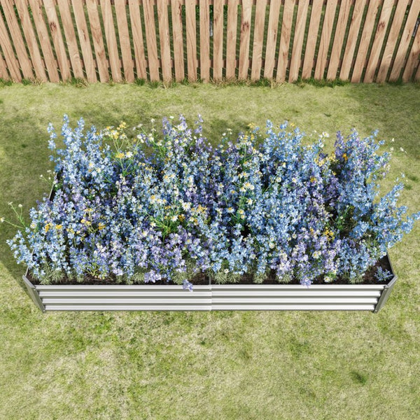 English Elm 2pcs Galvanized Steel Rectangular Raised Garden Beds Rust Resistant Outdoor Planter Set W840P478541