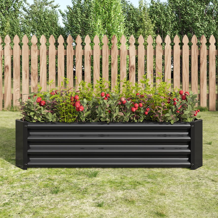 English Elm Metal Raised Garden Bed 4x2x1ft - Galvanized Anti-Rust Planter Box with Open Bottom, Easy Assemble W84090999