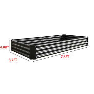 English Elm 2pcs Galvanized Steel Rectangular Raised Garden Beds Rust Resistant Outdoor Planter Set W840P478540