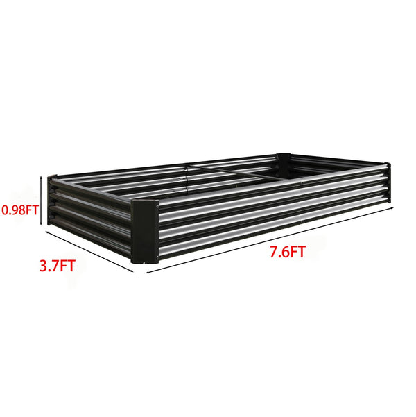 English Elm 2pcs Galvanized Steel Rectangular Raised Garden Beds Rust Resistant Outdoor Planter Set W840P478540