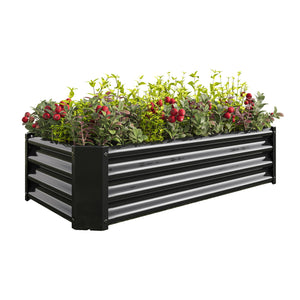English Elm Metal Raised Garden Bed 4x2x1ft - Galvanized Anti-Rust Planter Box with Open Bottom, Easy Assemble W84090999
