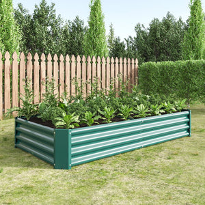 English Elm Raised Garden Bed Outdoor 72"x36"x12" Corrugated Metal Planter with Open Base for Healthy Growth and Drainage Green W84091003