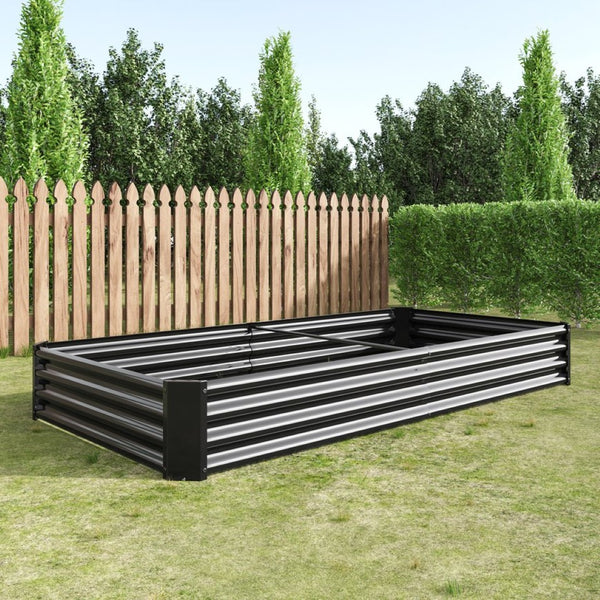 English Elm 2pcs Galvanized Steel Rectangular Raised Garden Beds Rust Resistant Outdoor Planter Set W840P478540