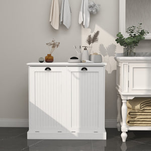 English Elm Two-compartment Tilt Out Laundry Sorter with Fabric Bags Mdf Cabinet for Bathroom W112049950