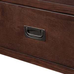 English Elm 36'' Pine Wood Farmhouse Console Table with Four Drawers and Open Shelf for Entryway W120290510