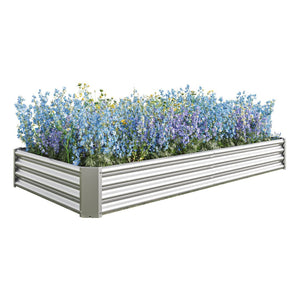 English Elm 2pcs Galvanized Steel Rectangular Raised Garden Beds Rust Resistant Outdoor Planter Set W840P478541