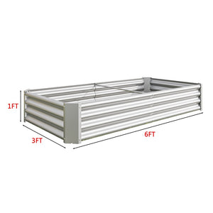 English Elm 2pcs Galvanized Steel Rectangular Raised Garden Beds Set Rust Resistant Outdoor Planter W840P478539