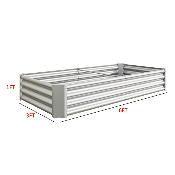 English Elm 2pcs Galvanized Steel Rectangular Raised Garden Beds Set Rust Resistant Outdoor Planter W840P478539