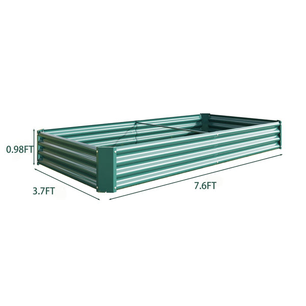 English Elm 2pcs Galvanized Steel Rectangular Raised Garden Beds Rust Proof Outdoor Planting Set W840P478542