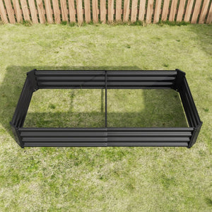 English Elm Raised Garden Bed Outdoor 72"x36"x12" Corrugated Metal Planter with Open Base for Healthy Growth and Drainage Black W84091002