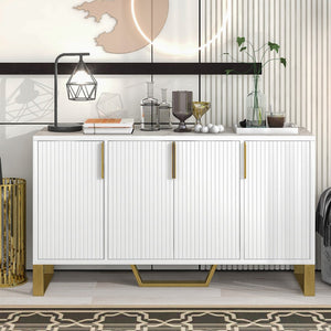 English Elm Trexm Light Luxury Sideboard Gold Legs Marble Top Four Door Storage Cabinet WF295368AAK