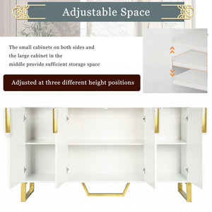 English Elm Trexm Light Luxury Sideboard Gold Legs Marble Top Four Door Storage Cabinet WF295368AAK