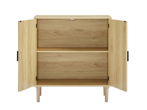 English Elm Kitchen Natural Rattan Door Storage Cabinet Buffet Console with Wine Shelf, 31.5" W x15.8" D x34.6" H, 150LB Top Capacity W1162127385