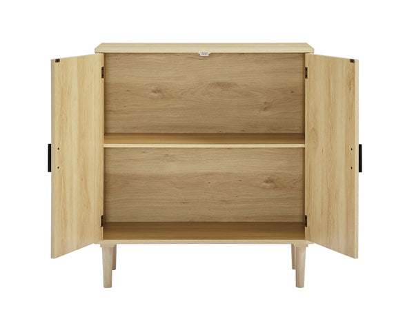 English Elm Kitchen Natural Rattan Door Storage Cabinet Buffet Console with Wine Shelf, 31.5" W x15.8" D x34.6" H, 150LB Top Capacity W1162127385
