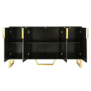English Elm Trexm Light Luxury Sideboard Gold Legs Marble Top Four Door Storage Cabinet WF295368AAB