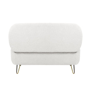 English Elm Grey Faux Fur Storage Bench with Gold Legs Plush Upholstered Seat for Bedroom Ivory W117082032