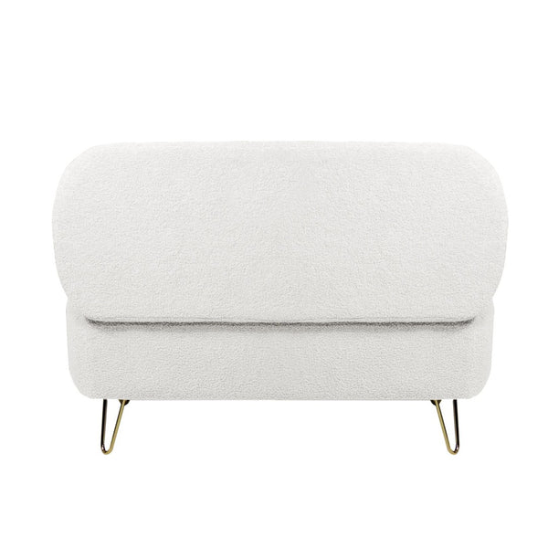 English Elm Grey Faux Fur Storage Bench with Gold Legs Plush Upholstered Seat for Bedroom Ivory W117082032