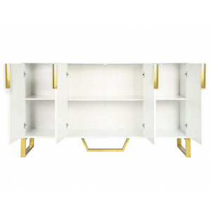 English Elm Trexm Light Luxury Sideboard Gold Legs Marble Top Four Door Storage Cabinet WF295368AAK
