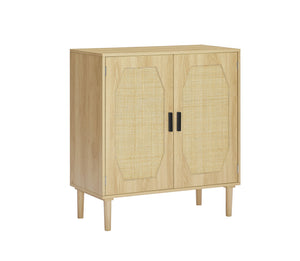 English Elm Kitchen Natural Rattan Door Storage Cabinet Buffet Console with Wine Shelf, 31.5" W x15.8" D x34.6" H, 150LB Top Capacity W1162127385