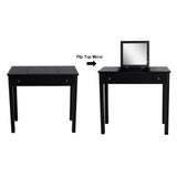 Hearth and Haven Accent Vanity Table with Flip-Top Mirror and 2 Drawers, Jewelry Storage For Women Dressing, Black Finish W76091681