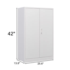 English Elm White Powder-coated Metal Locker Cabinet with Locking Doors and Adjustable Shelving W124757865