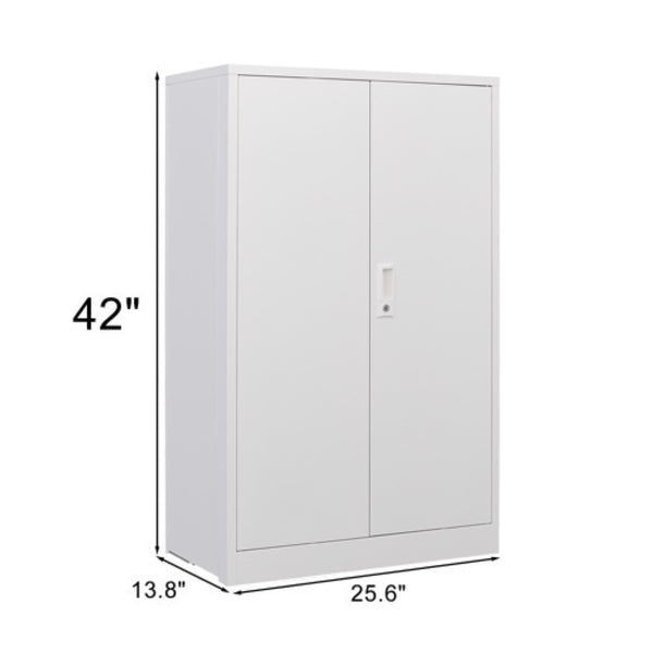 English Elm White Powder-coated Metal Locker Cabinet with Locking Doors and Adjustable Shelving W124757865