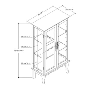 English Elm Curio Oak Lighted Display Cabinet with Mirrored Back, Tempered Glass Shelves, 43.5"H, Classic Style W169391690
