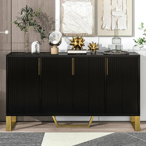 English Elm Trexm Light Luxury Sideboard Gold Legs Marble Top Four Door Storage Cabinet WF295368AAB