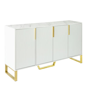 English Elm Trexm Light Luxury Sideboard Gold Legs Marble Top Four Door Storage Cabinet WF295368AAK