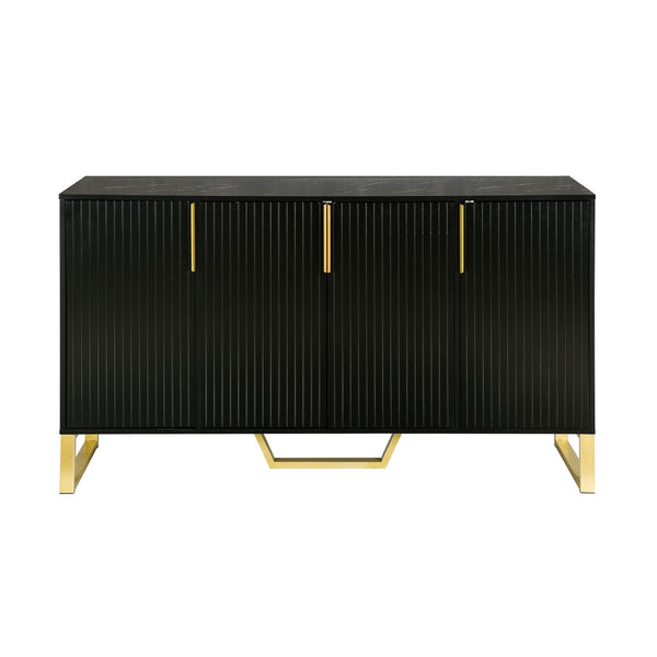 English Elm Trexm Light Luxury Sideboard Gold Legs Marble Top Four Door Storage Cabinet WF295368AAB