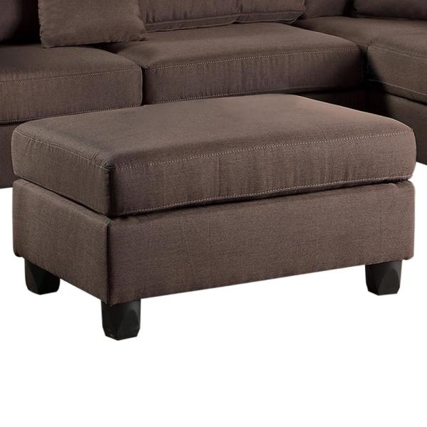 English Elm Chocolate 3-Piece Reversible Chaise Sectional Sofa with Ottoman, Linen-Like Fabric, Plush Cushions, Modern Comfort B011S00307
