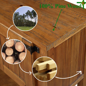 English Elm 46'' Solid Pine Retro Buffet Server with Iron Hardware Drawers Cabinets and Open Shelf Brown W1202P457251