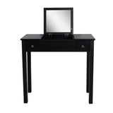 Hearth and Haven Accent Vanity Table with Flip-Top Mirror and 2 Drawers, Jewelry Storage For Women Dressing, Black Finish W76091681